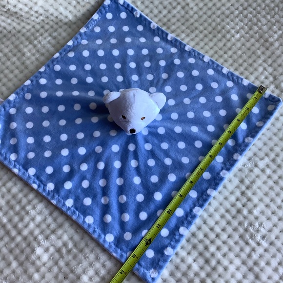 Beansprout Blue White Polka Dot Plush Bear Lovey Security Blanket Toy - Picture 7 of 8
